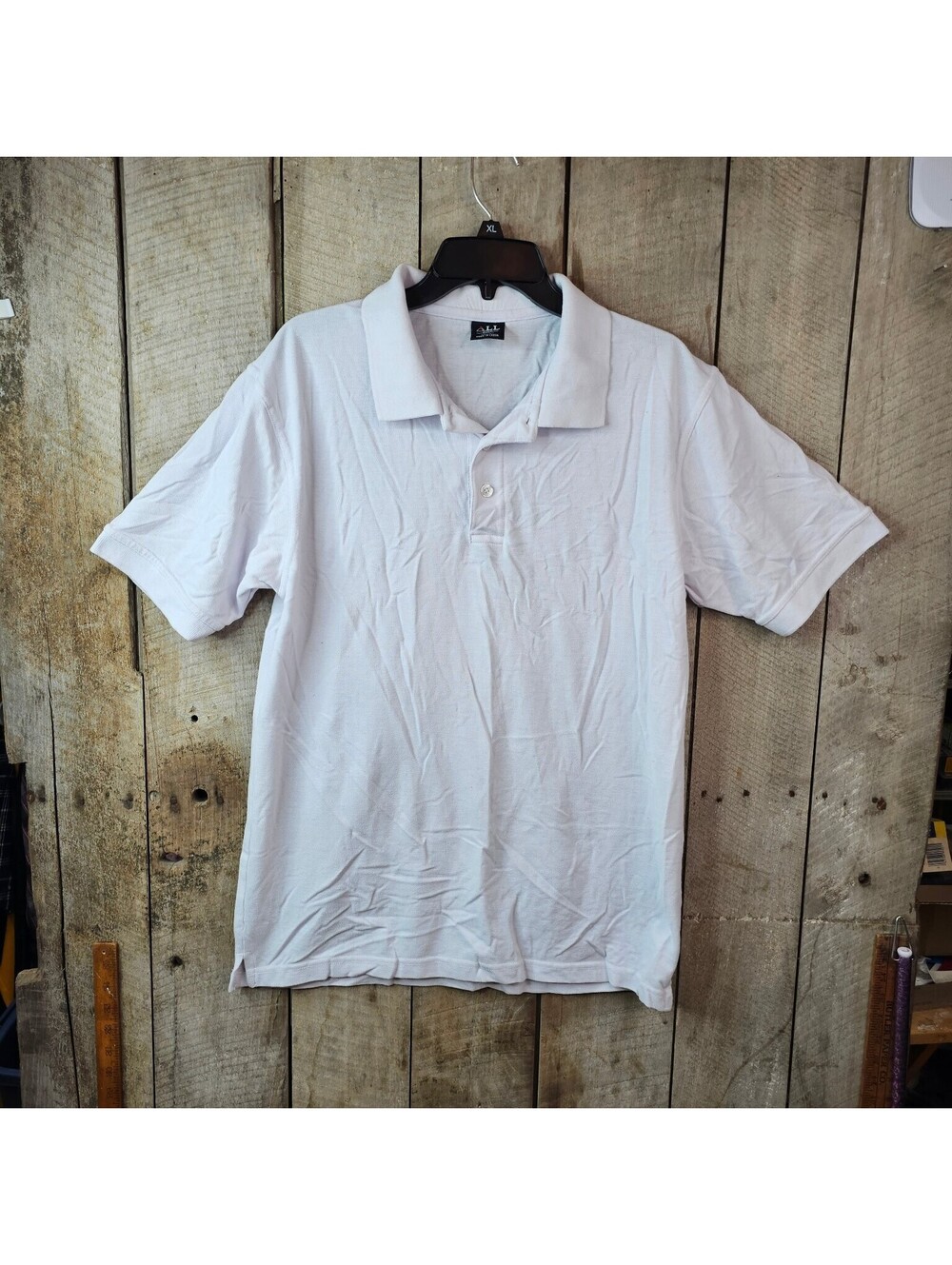 ALL POLO Men's White Short Sleeve Pique Polo Shirt Size Medium Made in China